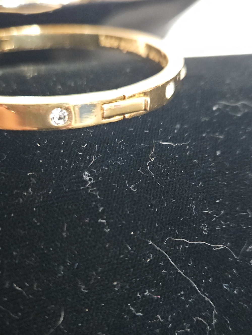 kate spade Gold W/ Rhinestones Bangle Bracelet, Hinge Clasp, EC, Includes Dusty - Picture 4 of 8